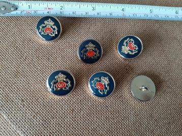 donkerblauw metalen knoopjes met wapen, 6 stuks, ø 20 mm, beschikbaar voor biedingen