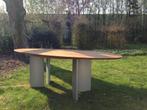Design ovale kersenhouten vergadertafel icm 6 design stoelen, Huis en Inrichting, Fauteuils, Ophalen, Gebruikt, Metaal, 125 cm of meer