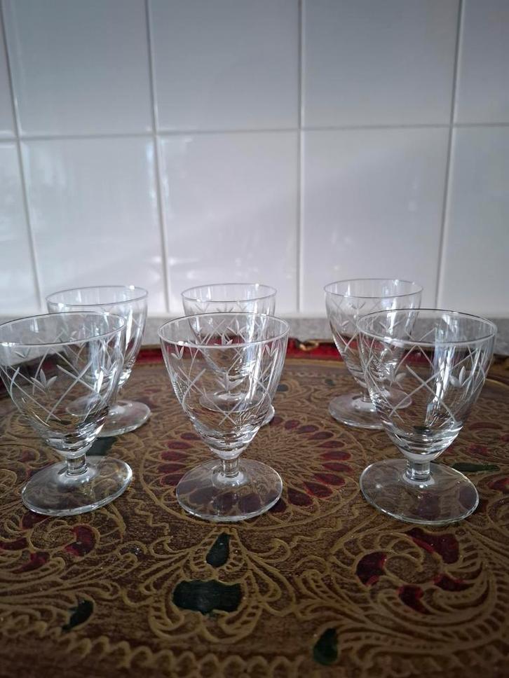 Kristallen likeurglaasjes (6 stuks), Antiek en Kunst, Antiek | Glas en Kristal, Ophalen of Verzenden