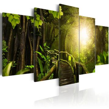 351 Bospad Natuur 5 Luik Canvas Schilderij 200x100cm Nieuw beschikbaar voor biedingen