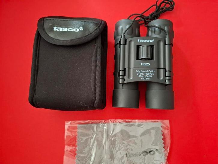 Tasco Essentials 12X25 FMC Verrekijker Zwart *Nieuw*, Audio, Tv en Foto, Optische apparatuur | Verrekijkers, Nieuw, Dakkant (recht)