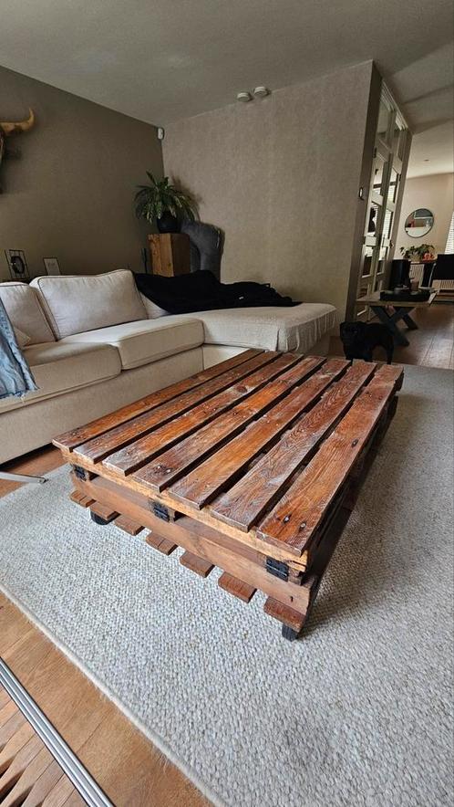 Pallet Salontafel - Uniek & Handgemaakt, Huis en Inrichting, Tafels | Salontafels, Gebruikt, Minder dan 50 cm, 100 tot 150 cm