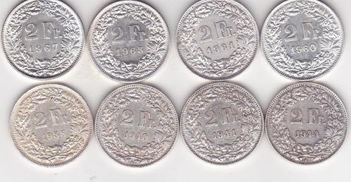 ZWITSERSE FRANKEN 8 STUKS Zilver, Postzegels en Munten, Munten | Nederland, Vóór koninkrijk, Zilver, Verzenden