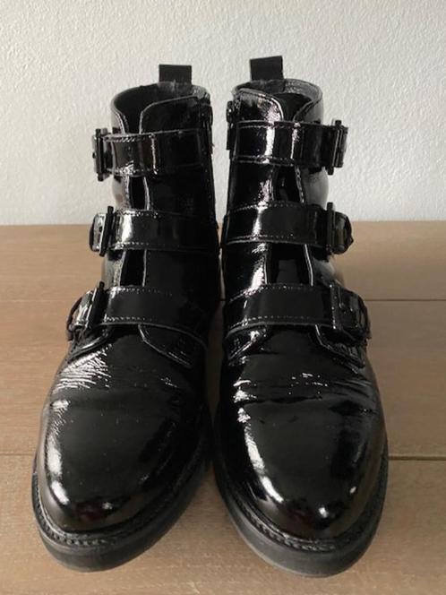 Stoere leren biker boots/enkellaarsjes, Kleding | Dames, Schoenen, Zo goed als nieuw, Lage of Enkellaarzen, Zwart, Ophalen of Verzenden