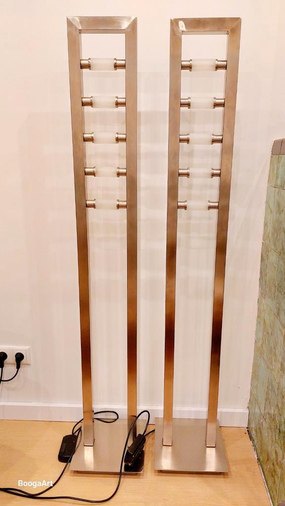 Set van 2.Stijlvolle Design diemen Lampen., Huis en Inrichting, Lampen | Vloerlampen, Zo goed als nieuw, 100 tot 150 cm, Glas