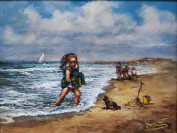 J.W. van Trirum (1924 - 2011) - Meisje aan het strand beschikbaar voor biedingen