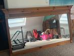 grote (grenen) houten spiegel met rotan, Huis en Inrichting, Woonaccessoires | Spiegels, Ophalen, 125 cm of meer, Zo goed als nieuw