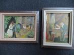 Schilderij olieverf, kleine tafereeltjes niet gesigneerd, Antiek en Kunst, Kunst | Schilderijen | Klassiek, Ophalen of Verzenden