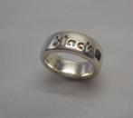 Zilveren massieve ring Black met steen maat 18 nr.1290, 18 tot 19, Verzenden, Zo goed als nieuw, Dame of Heer