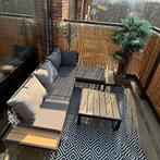 Moderne tuin lounge set– inclusief kussens & tafeltje, Ophalen, 4 zitplaatsen, Aluminium, Zo goed als nieuw