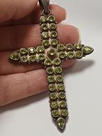 Vintage kruis 925 sterling zilver peridot groen stenen, Ophalen of Verzenden, Zo goed als nieuw, Groen, Zilver