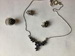 Mooie bl saffieren, ketting, oorbellen, ring, zilver, Ophalen of Verzenden, Zo goed als nieuw