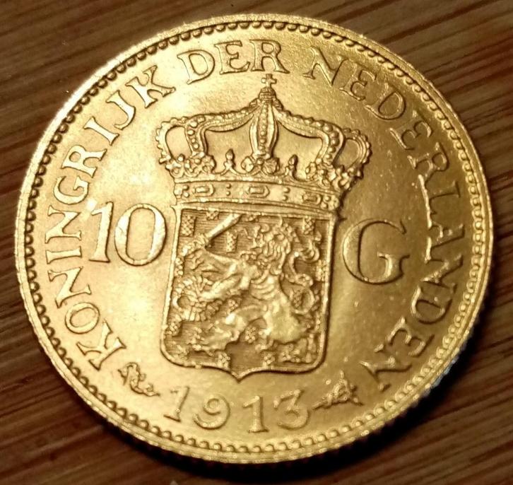 Gouden tientje 1913 koningin wilhemina, Postzegels en Munten, Munten | Nederland, Losse munt, 10 gulden, Koningin Wilhelmina, Goud