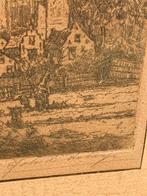 Ets J. Scherft Zierikzee kerk gesigneerd joh D Scherft, Antiek en Kunst, Kunst | Etsen en Gravures, Ophalen