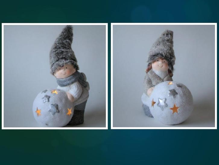 Poppetje met sneeuwbal groot met led p/st., Huis en Inrichting, Woonaccessoires | Overige, Nieuw, Ophalen of Verzenden
