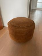Vintage poef opbergmand bruin ribstof, Ophalen of Verzenden, Zo goed als nieuw, Rond, Minder dan 50 cm