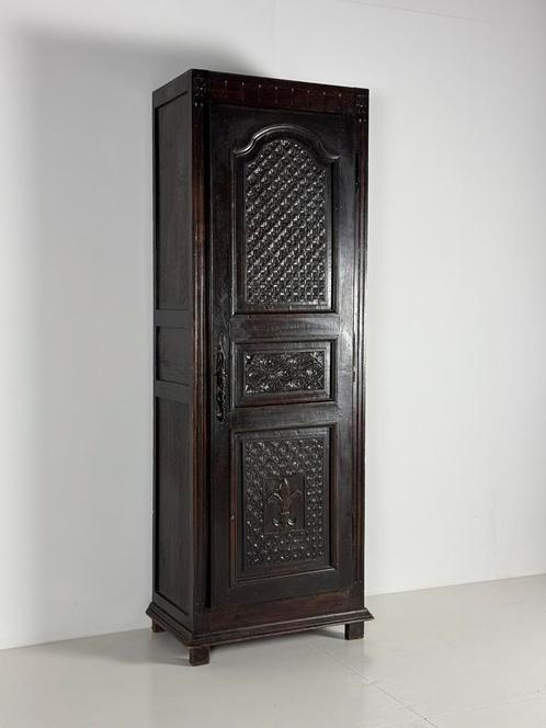 Boekenkast wandkast Frans antiek Fleur de Lis zwart, Huis en Inrichting, Kasten | Wandmeubels, Gebruikt, 150 tot 200 cm, 25 tot 50 cm