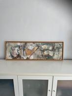 Schilderij, abstract, vogel, beige grijs tinten, Antiek en Kunst, Ophalen