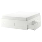 IKEA BRIMNES bed met opbergruimte 180*200 (+ mattress), Huis en Inrichting, Slaapkamer | Bedden, Ophalen, Gebruikt, Wit, Tweepersoons