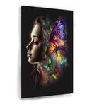 Vrouw Vlinder canvas 50x70cm - 18mm., Nieuw, Verzenden