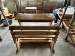 Vintage Schoolbankje voor 2 kinderen, Huis en Inrichting, Bureaus, Ophalen, Gebruikt, Bureau