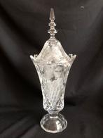 Oude  Kristallen Pot met Deksel Druiven & Bloemen, Antiek en Kunst, Antiek | Glas en Kristal, Ophalen of Verzenden