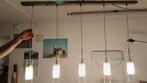 Hanglamp - 5 lichts -Staal- gematteerd/helder cilinder glas, Ophalen of Verzenden, Zo goed als nieuw, Glas, Modern
