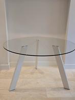 Made Ronde glazen eettafel 130cm met 2 sets poten, Huis en Inrichting, Tafels | Eettafels, Ophalen, Rond, Zo goed als nieuw, Glas