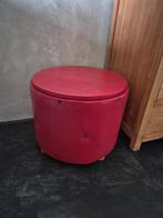 Retro Poef / Naaibox, Stof, Minder dan 50 cm, Gebruikt, Rond