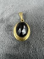 Gouden Hanger | 14k | 2,57g | zwarte chalcedoon | 392421, Sieraden, Tassen en Uiterlijk, Kettinghangers, Gebruikt, Overige voorstellingen