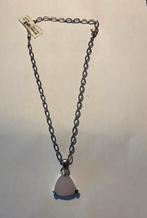 Zilveren gerhodineerde collier met rose edelsteen., Verzenden, Nieuw, Met edelsteen, Zilver