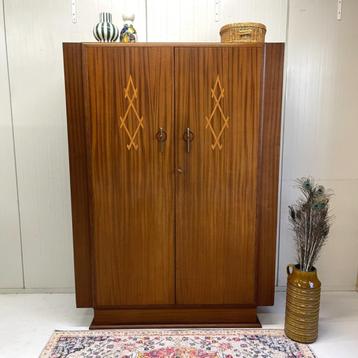 Antieke vintage Art Deco kledingkast hang leg demontabel beschikbaar voor biedingen