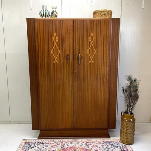 Antieke vintage Art Deco kledingkast hang leg demontabel, Huis en Inrichting, Kasten | Kledingkasten, Gebruikt, 150 tot 200 cm