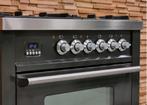 Luxe Fornuis Boretti 70cm antraciet + rvs 4 pits 1 oven, 60 cm of meer, Zo goed als nieuw, Energieklasse A of zuiniger, Gas