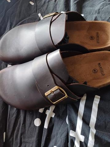 Manfield nubuck clogs donkerbruin maat 43 helemaal nieuw beschikbaar voor biedingen