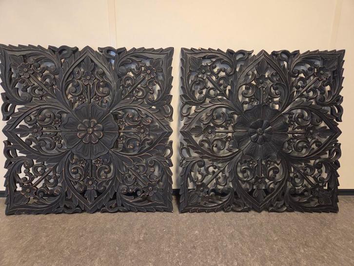 Twee houten wandpanelen PTMD, Huis en Inrichting, Woonaccessoires | Kamerschermen, Gebruikt, Ophalen of Verzenden