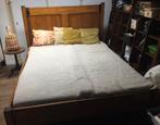 Houten 2-persoons bed met 2 verstelbare bodems, Huis en Inrichting, Slaapkamer | Bedden, Ophalen, Bruin, Tweepersoons, Overige maten