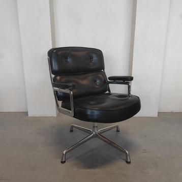 Vitra Eames Lobby chair - ES 108 - Zwart leder - Bureaustoel beschikbaar voor biedingen