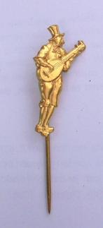 Goudkleurig speldje De Efteling, de troubadour., Ophalen of Verzenden, Gebruikt, Figuurtje, Speldje of Pin
