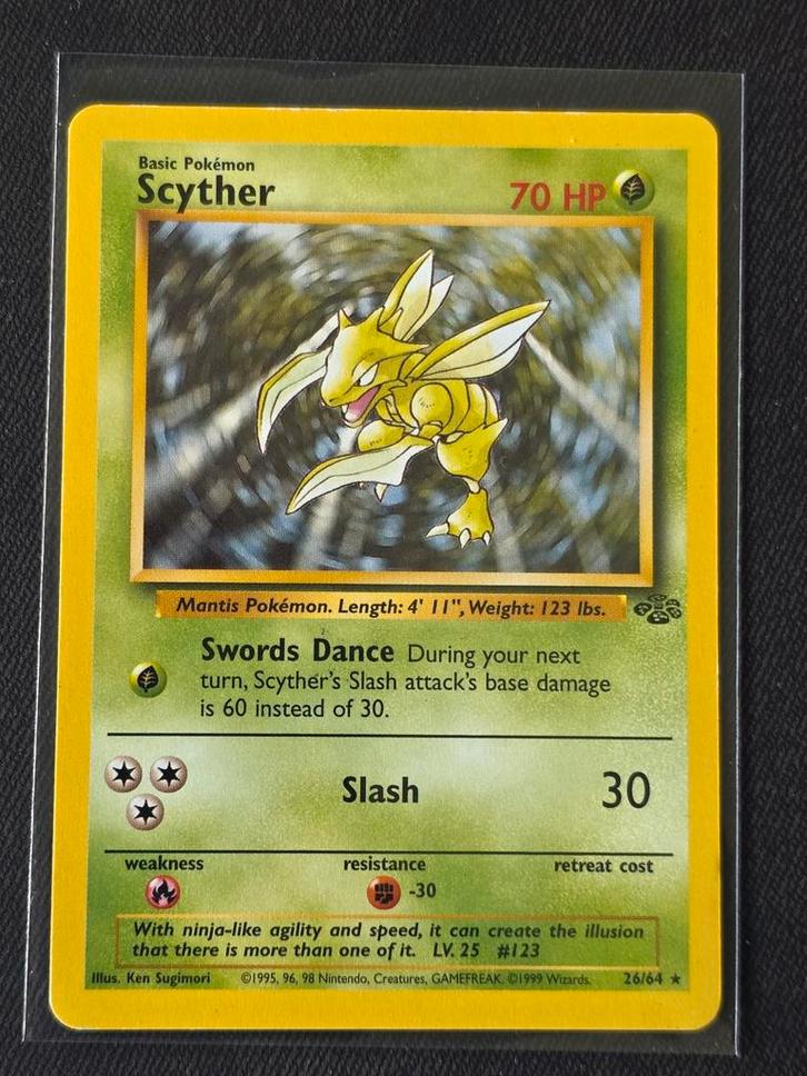 Scyther - Jungle - 26/64 Good, Hobby en Vrije tijd, Verzamelkaartspellen | Pokémon, Gebruikt, Losse kaart, Ophalen of Verzenden