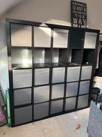 IKEA Kallax 5x5 Zwartbruin + 19 Opbergbakken, Huis en Inrichting, Gebruikt, 150 tot 200 cm, Ophalen of Verzenden, Minder dan 100 cm