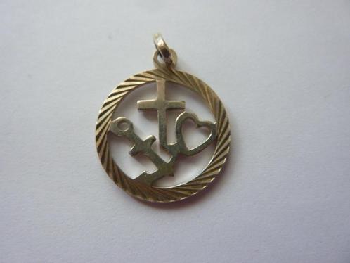 kettinghanger zilver geloof hoop liefde ribbelrandje, 1,8 cm, Sieraden, Tassen en Uiterlijk, Kettinghangers, Zo goed als nieuw