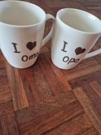 2 Mokken - I Love Oma & Opa, Ophalen, Keramiek, Zo goed als nieuw, Effen