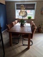 Teakhouten eettafel met 6 stoelen, Huis en Inrichting, Tafels | Eettafels, Ophalen, Gebruikt, Teakhout, 200 cm of meer