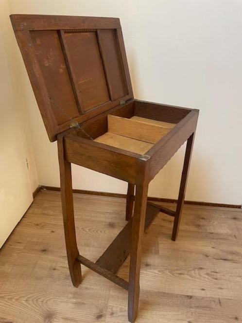 Antiek art deco tafeltje/naaitafeltje tafel met klep/vakjes, Antiek en Kunst, Antiek | Meubels | Tafels, Ophalen
