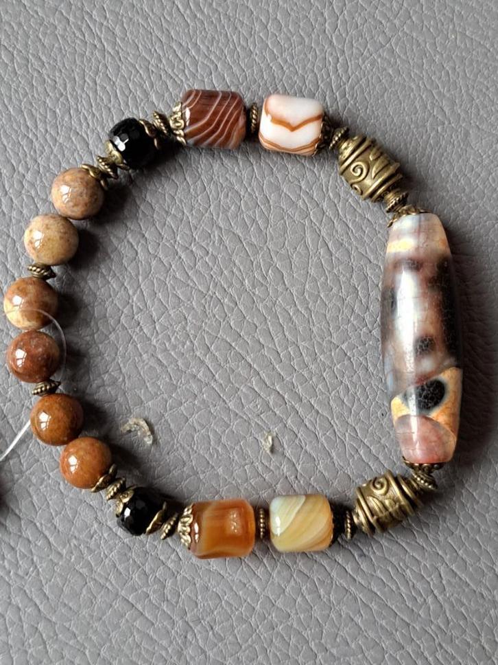 905 edelsteen armband met Tibetaanse Dzi "As You Wish", Antiek en Kunst, Kunst | Niet-Westerse kunst, Ophalen of Verzenden