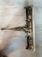 ANTIEKE ZWARE MESSING HAL TAFEL SIDE TABLE GEADERD MARMER, Ophalen