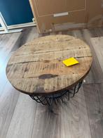 Salontafel mangohout/metaal, Rond, Zo goed als nieuw, Metaal, Minder dan 50 cm