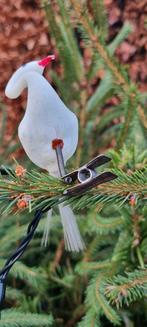 ooievaar kerstbal op klip melkglas, Diversen, Kerst, Ophalen of Verzenden
