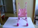 roze opvouwbare poppenbuggy dubbele wieltjes duwhoogte 55cm, Ophalen of Verzenden, Zo goed als nieuw, Babypop